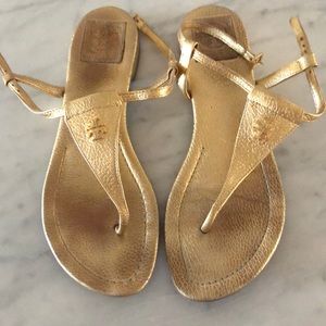 Gold Tory Burch ankle sandals, size 9
